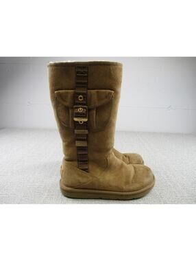 UGG Boots Womens 7 Retro 1895 Cargo Buckle Tall Lined Sheepskin Suede Leather